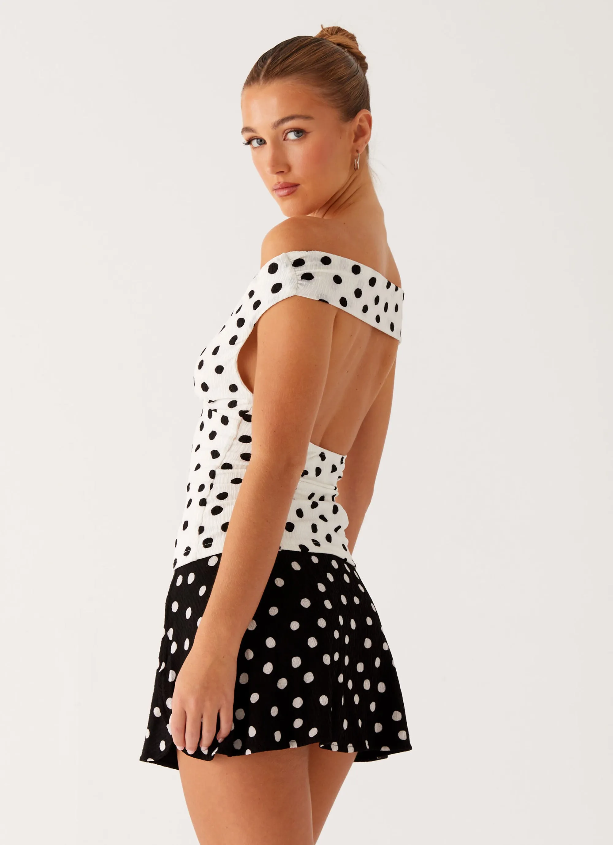 Rylie Top - White Polka Dot ZeroWaste Pattern NonRestrictiveCollar