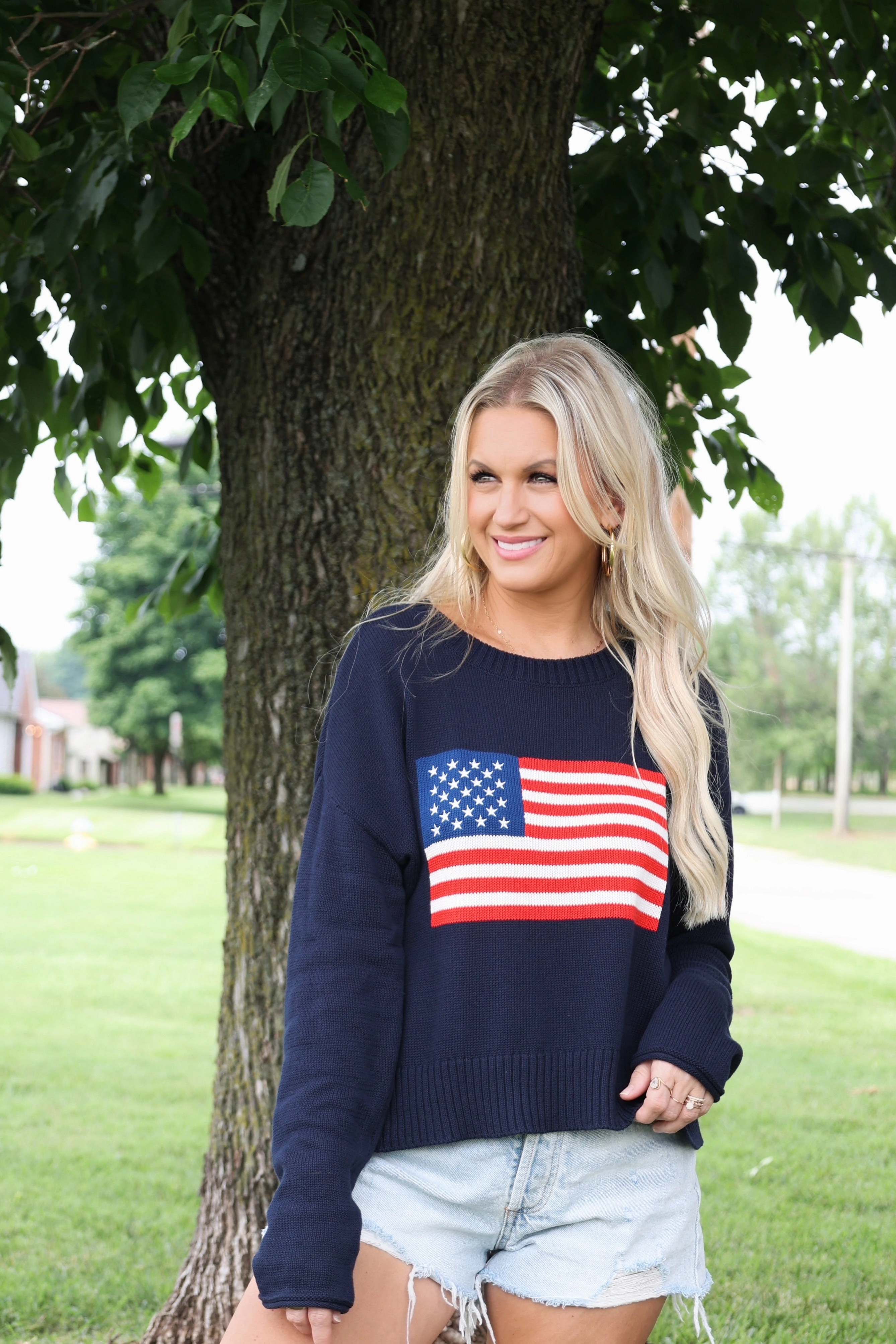 Sienna Patriot Sweater Unstructured Silhouette