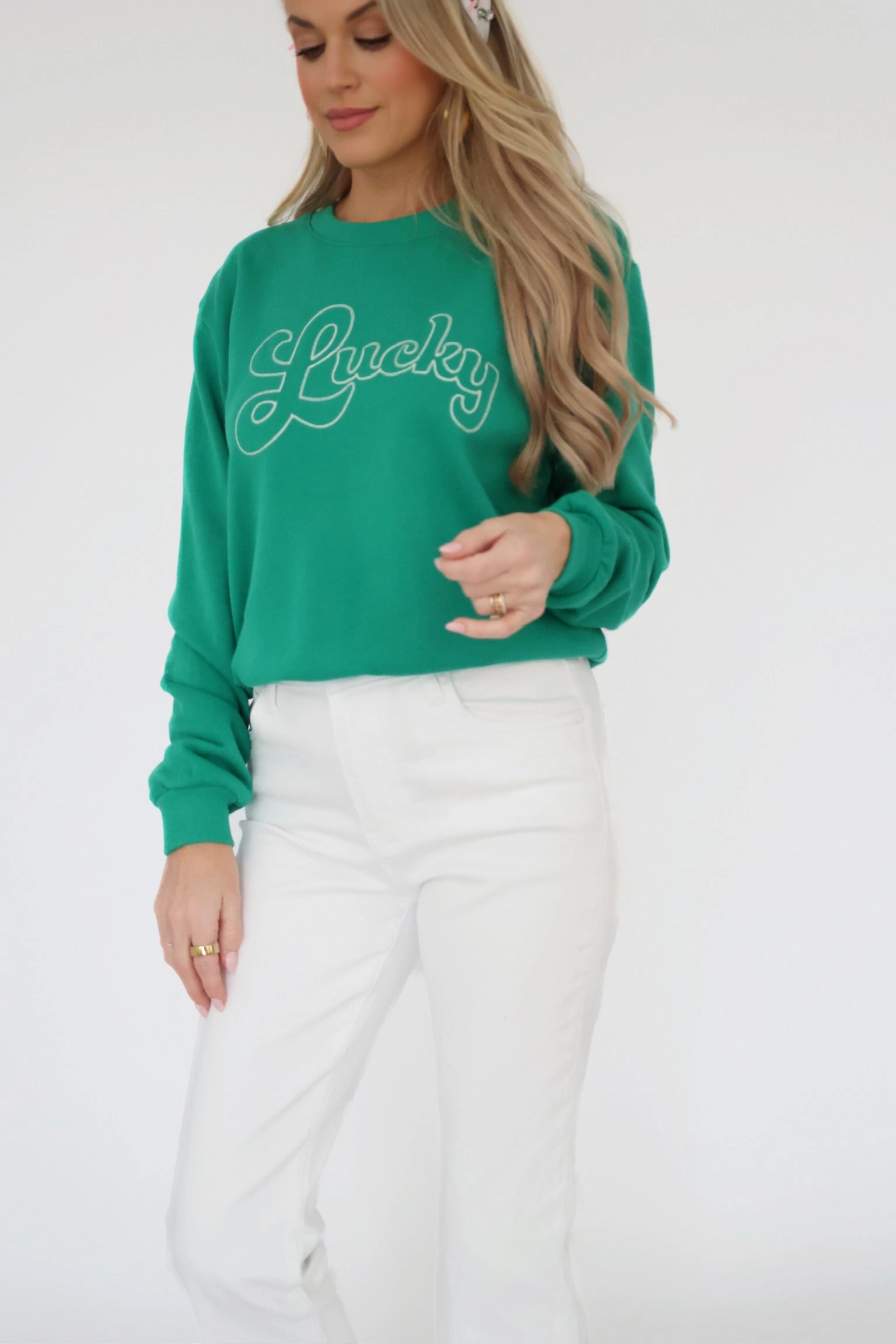 Brushed Microfiber Surface Lucky Sweatshirt - Lucky Green (final sale)