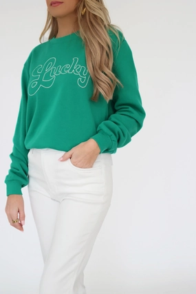 Lucky Sweatshirt - Lucky Green (final sale) Compact Weave Fabric