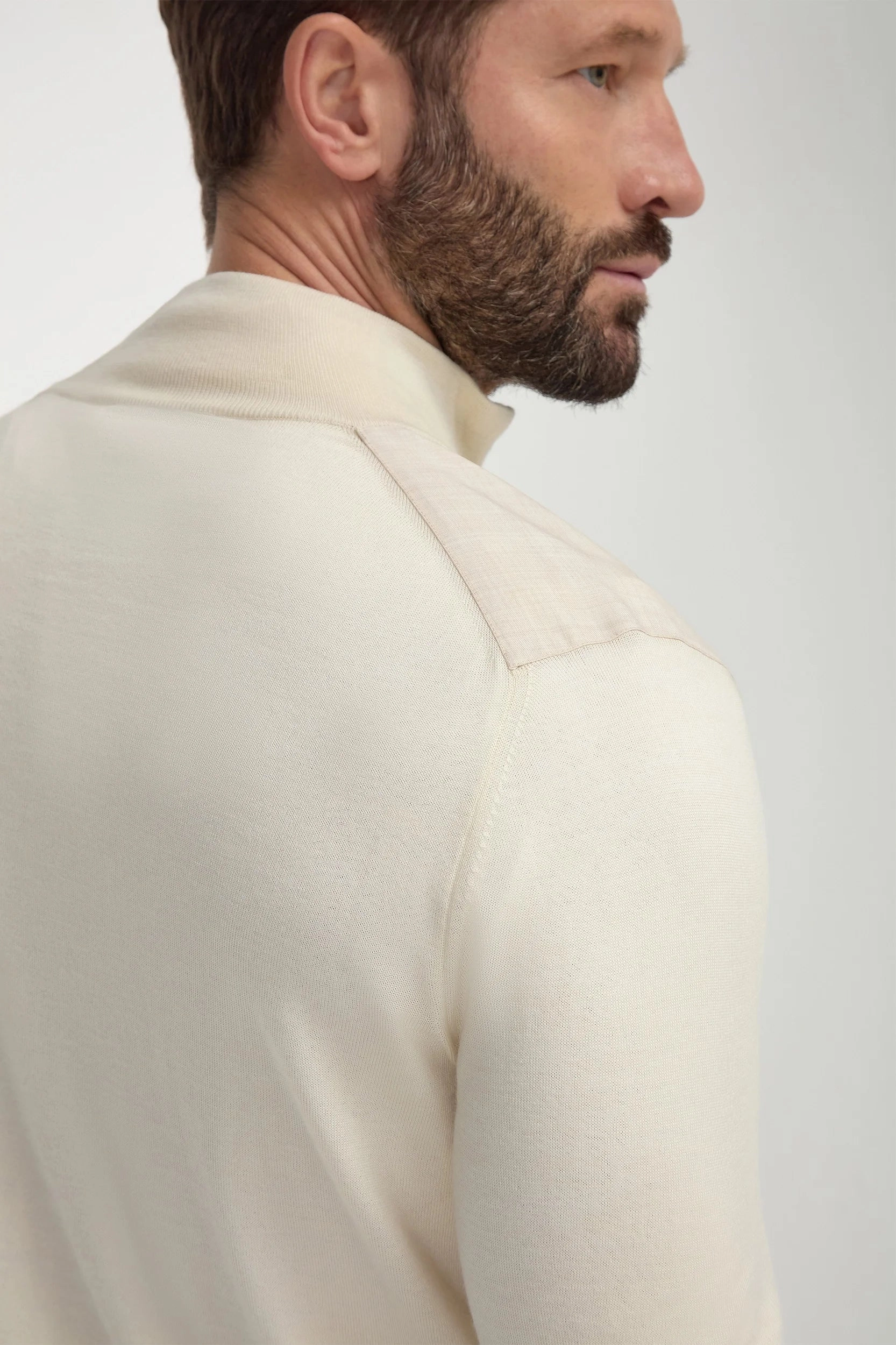 Cream wool & knit bomber - Made in Italy Micro Perforated Panels