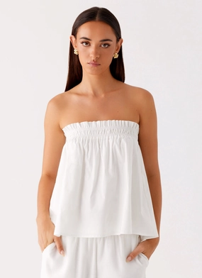 Drop Shoulder GarmentWashed Softness Wynter Babydoll Top - White