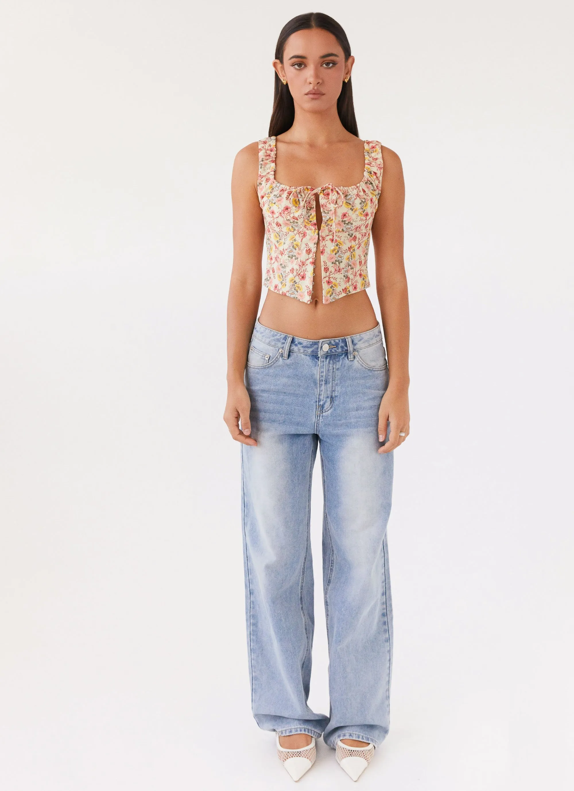 Bonded Seam Durability Take Me Away Corset Top - Garden Party