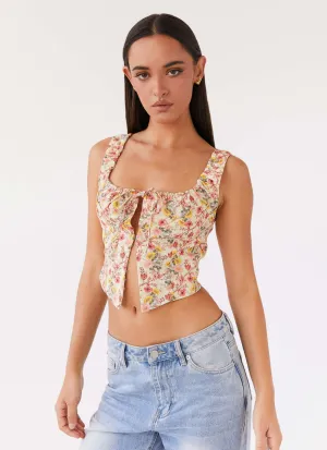ButtonFront Take Me Away Corset Top - Garden Party