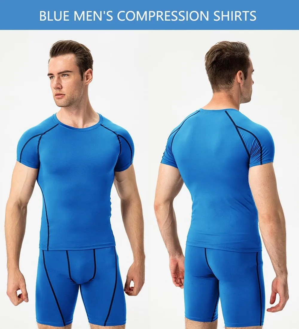 Yuerlian Men's Compression Shirts, Short Sleeve Athletic Compression Tops Dry Workout T Shirt Base Layer Undershirt