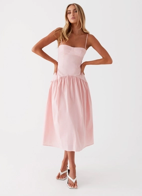 Breezy Mood Flare Breeze Yvette Corset Midi Dress - Pink