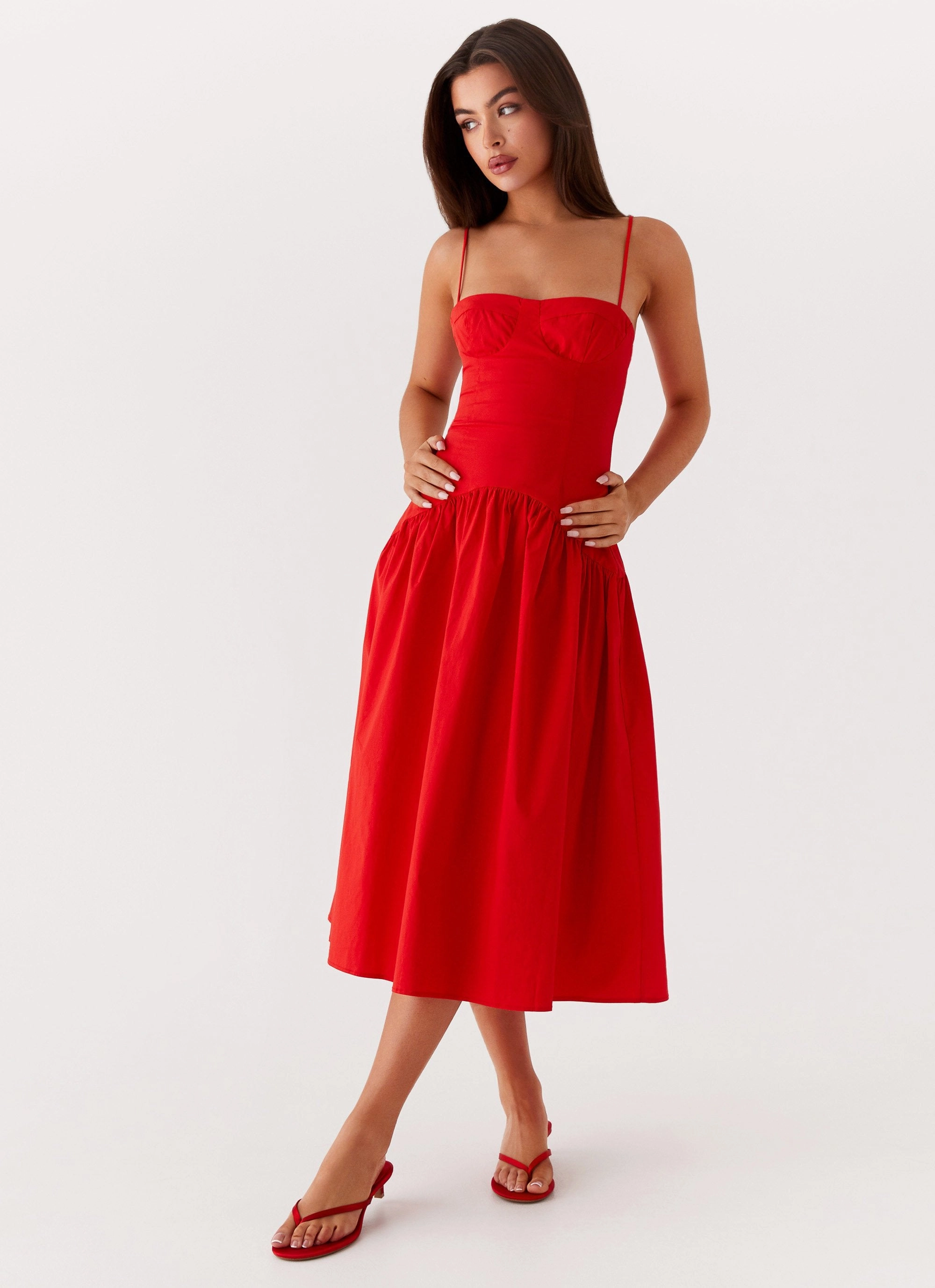 Flexible Mood Yvette Corset Midi Dress - Red
