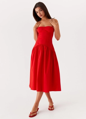 Comfortable Silhouette Relaxed fit wear Yvette Corset Midi Dress - Red