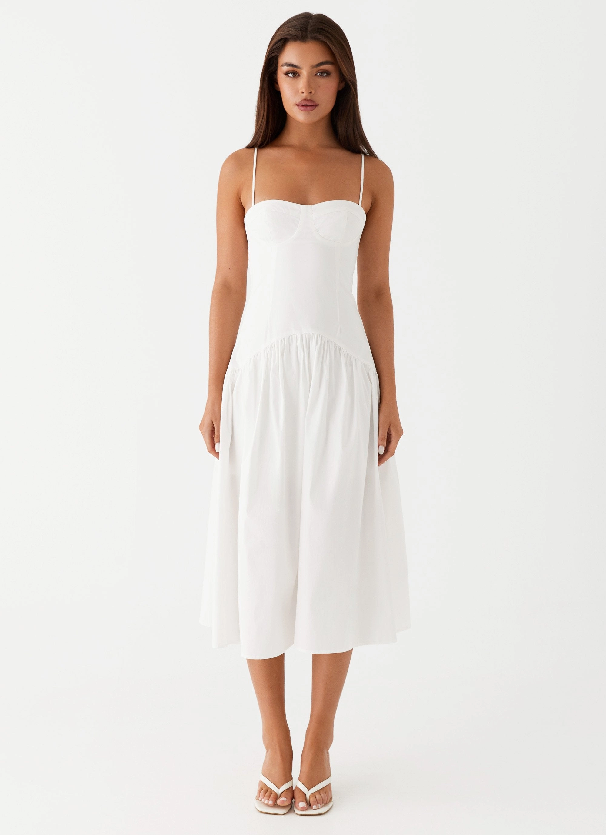 Refined Style Yvette Corset Midi Dress - White