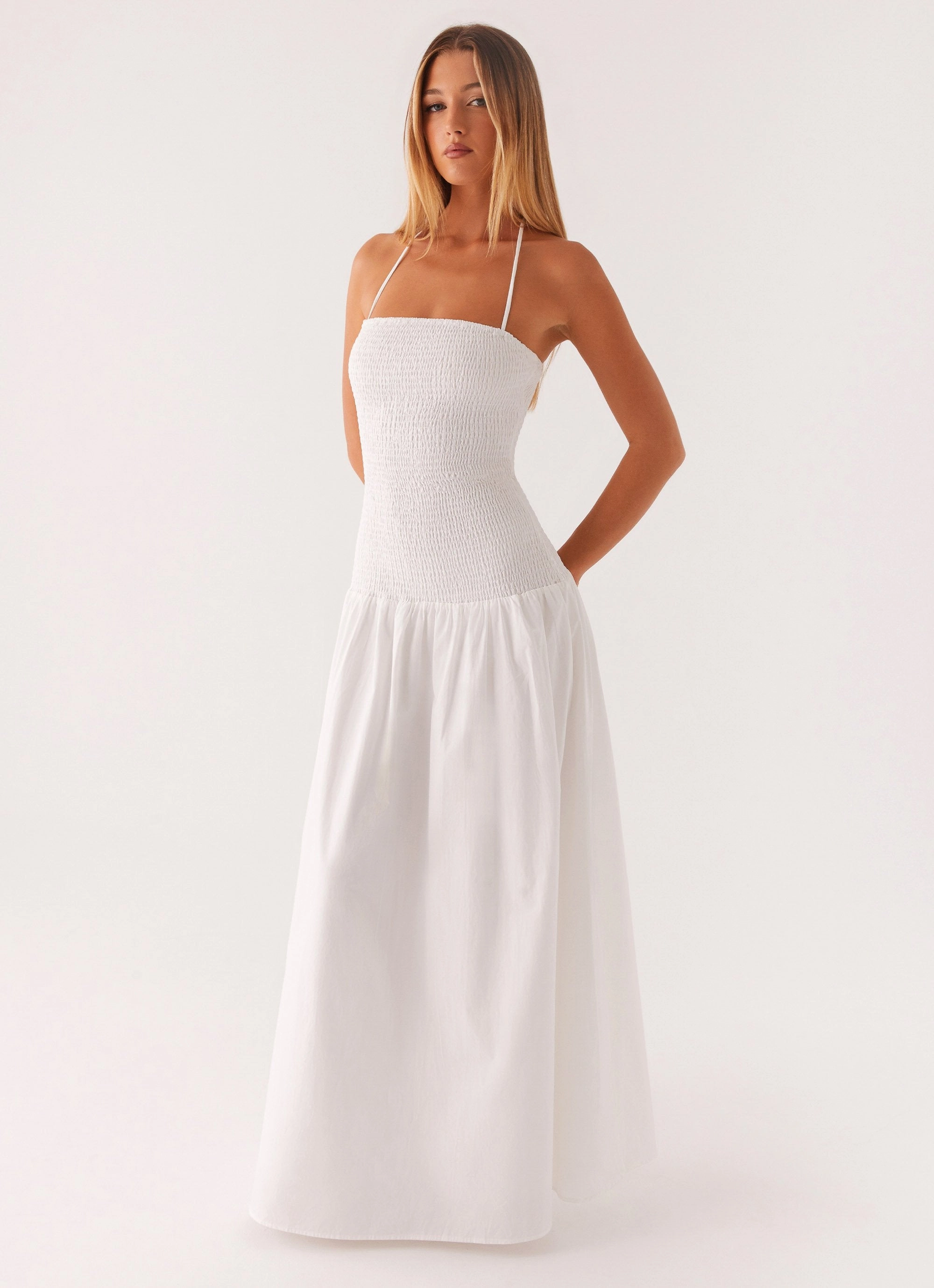 Mid layer Sleeveless Zahra Maxi Dress - White