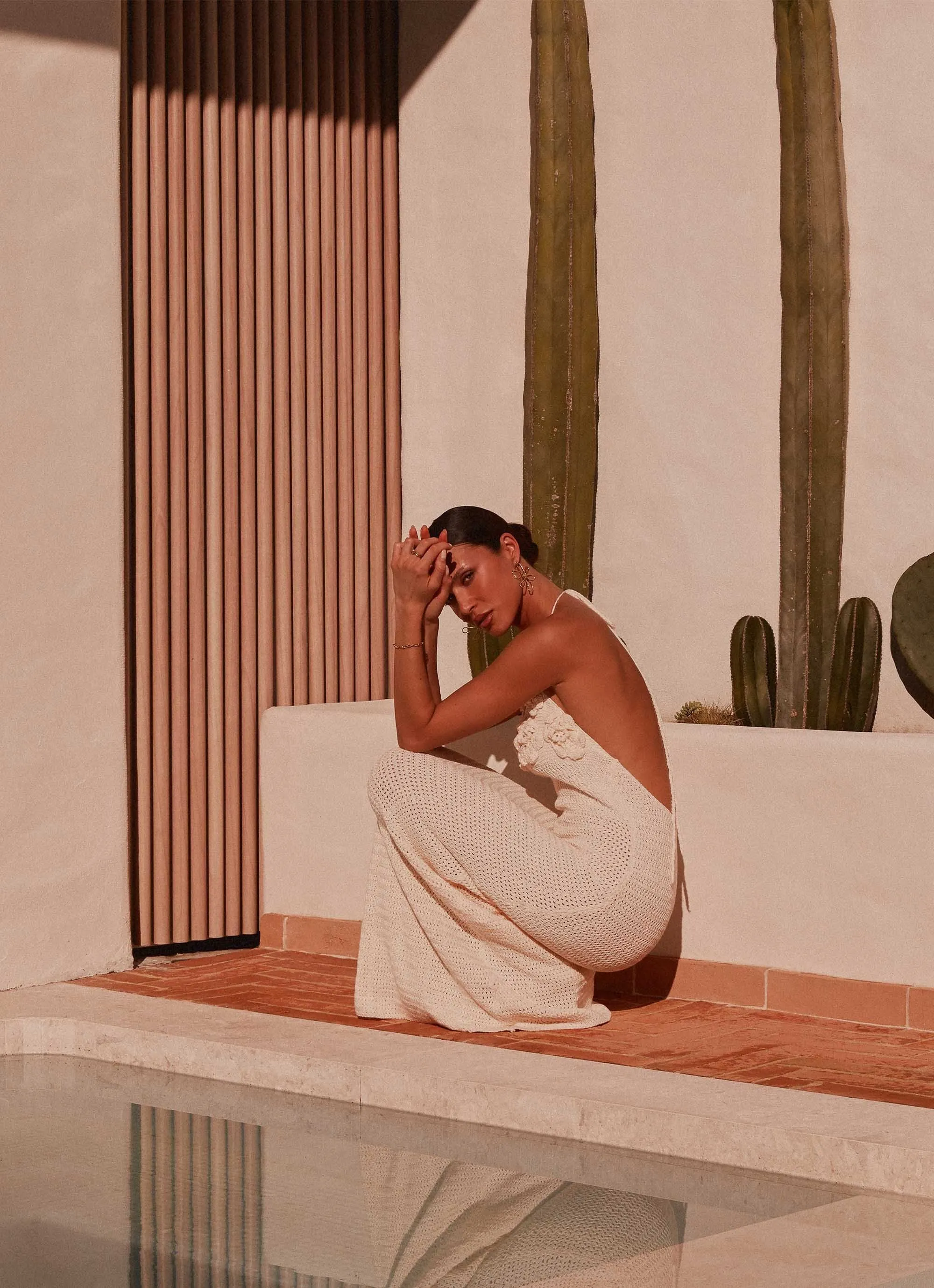 Zara Rose Crochet Maxi Dress - Ivory Everyday Look Customizable Design