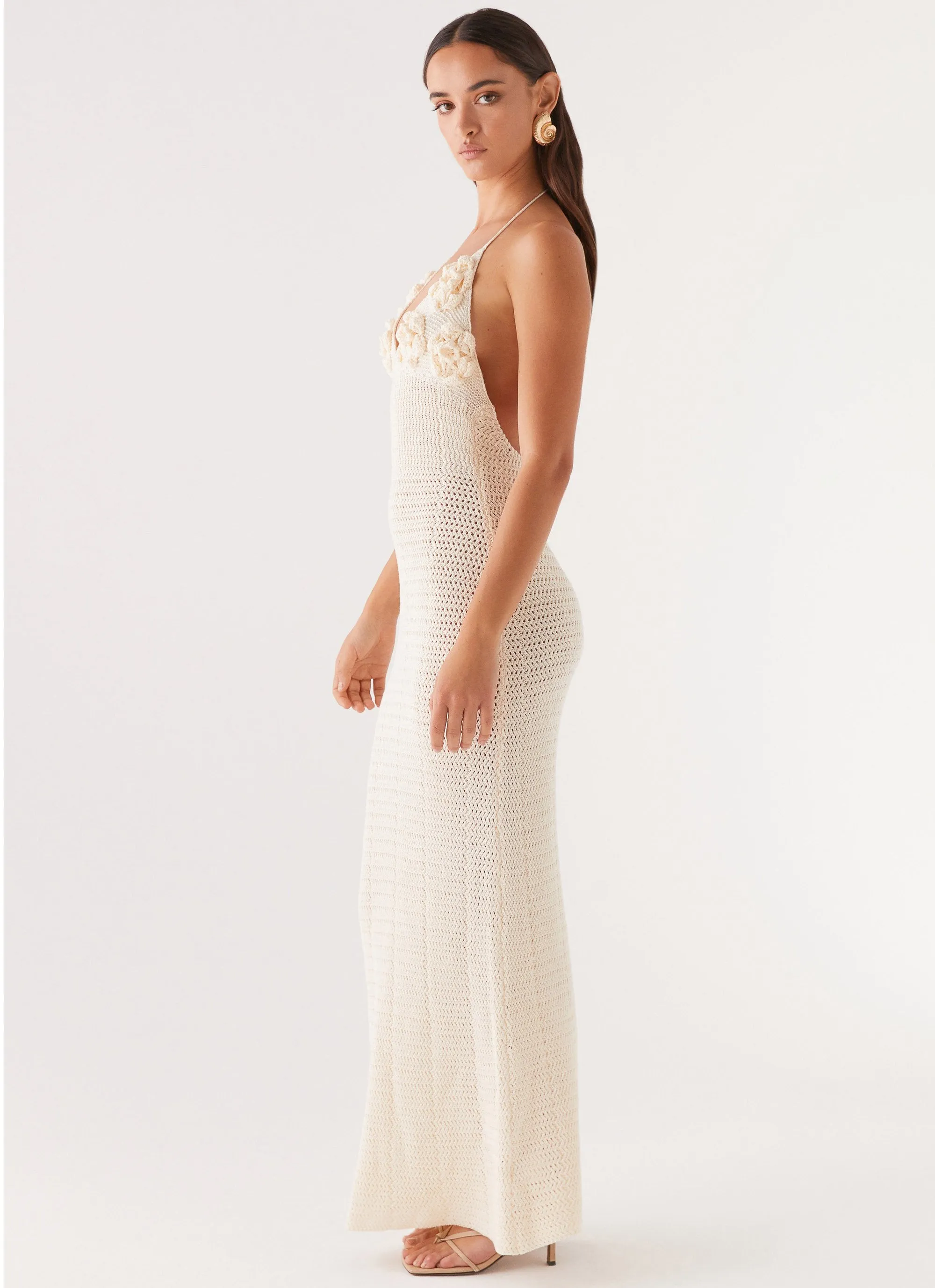 Chill Wear Odor control Zara Rose Crochet Maxi Dress - Ivory
