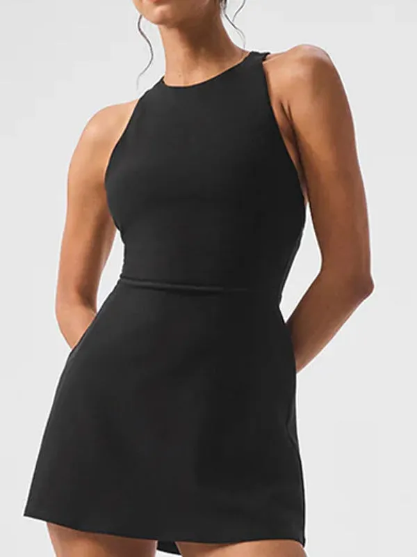 ZASUWA Female Cross Back Hollow Out Quick-dry Dress
