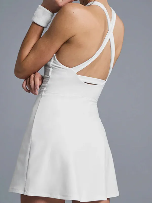 ZASUWA Female Cross Back Hollow Out Quick-dry Dress