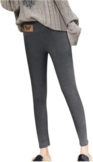 ZEFOTIM Fleece Lined Leggings for Women 2024 Outdoor Thermals Tights Soild High Waist Casual Pants