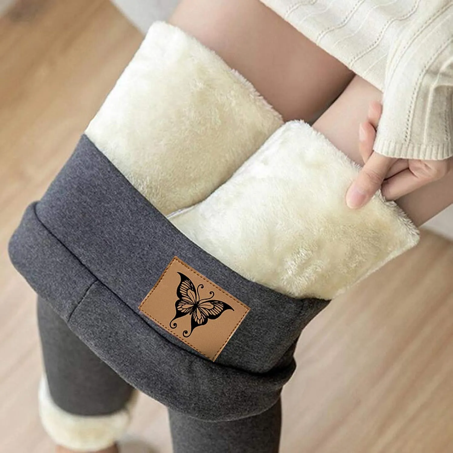 ZEFOTIM Fleece Lined Leggings for Women 2024 Outdoor Thermals Tights Soild High Waist Casual Pants