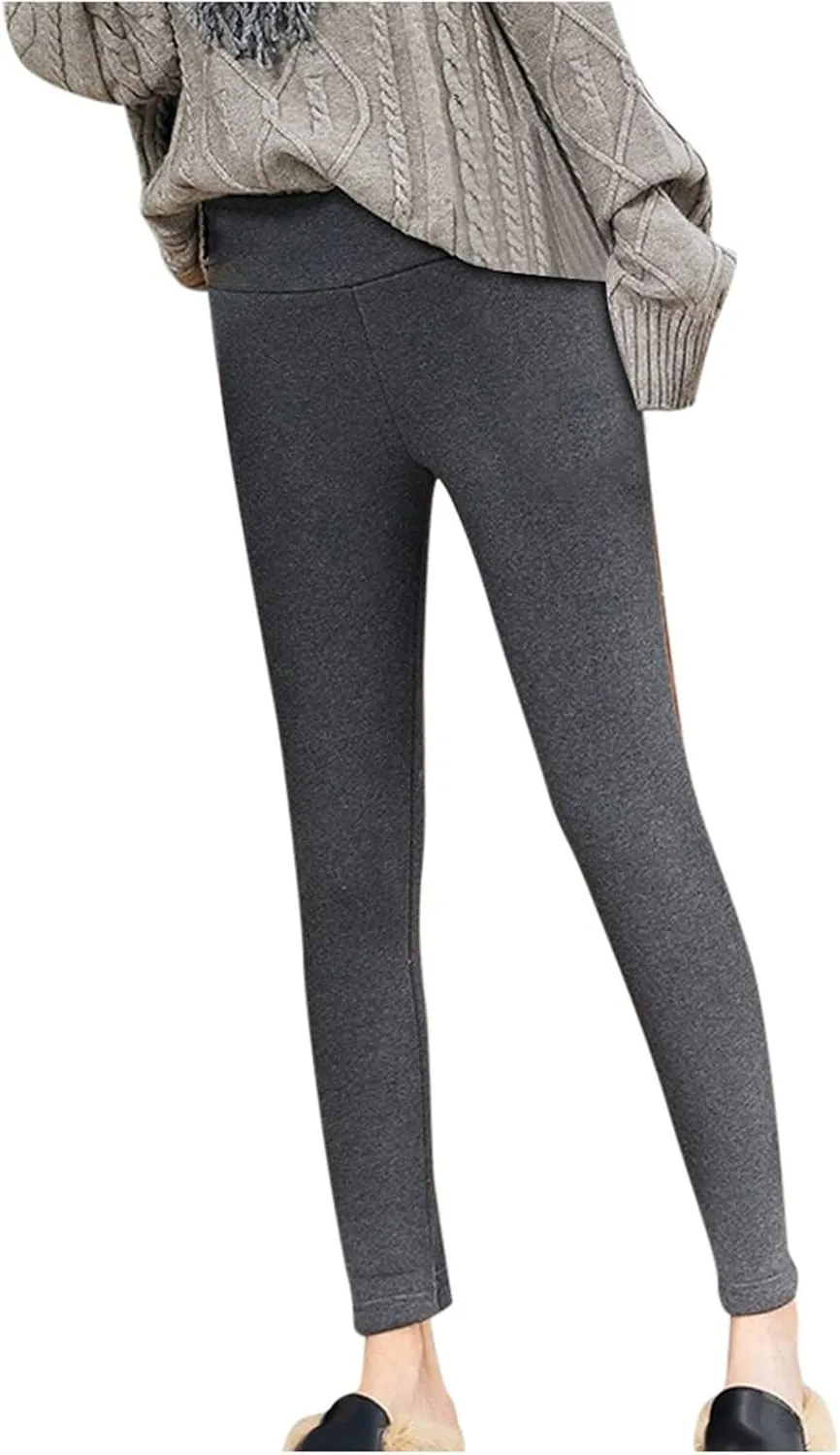 ZEFOTIM Fleece Lined Leggings for Women 2024 Outdoor Thermals Tights Soild High Waist Casual Pants
