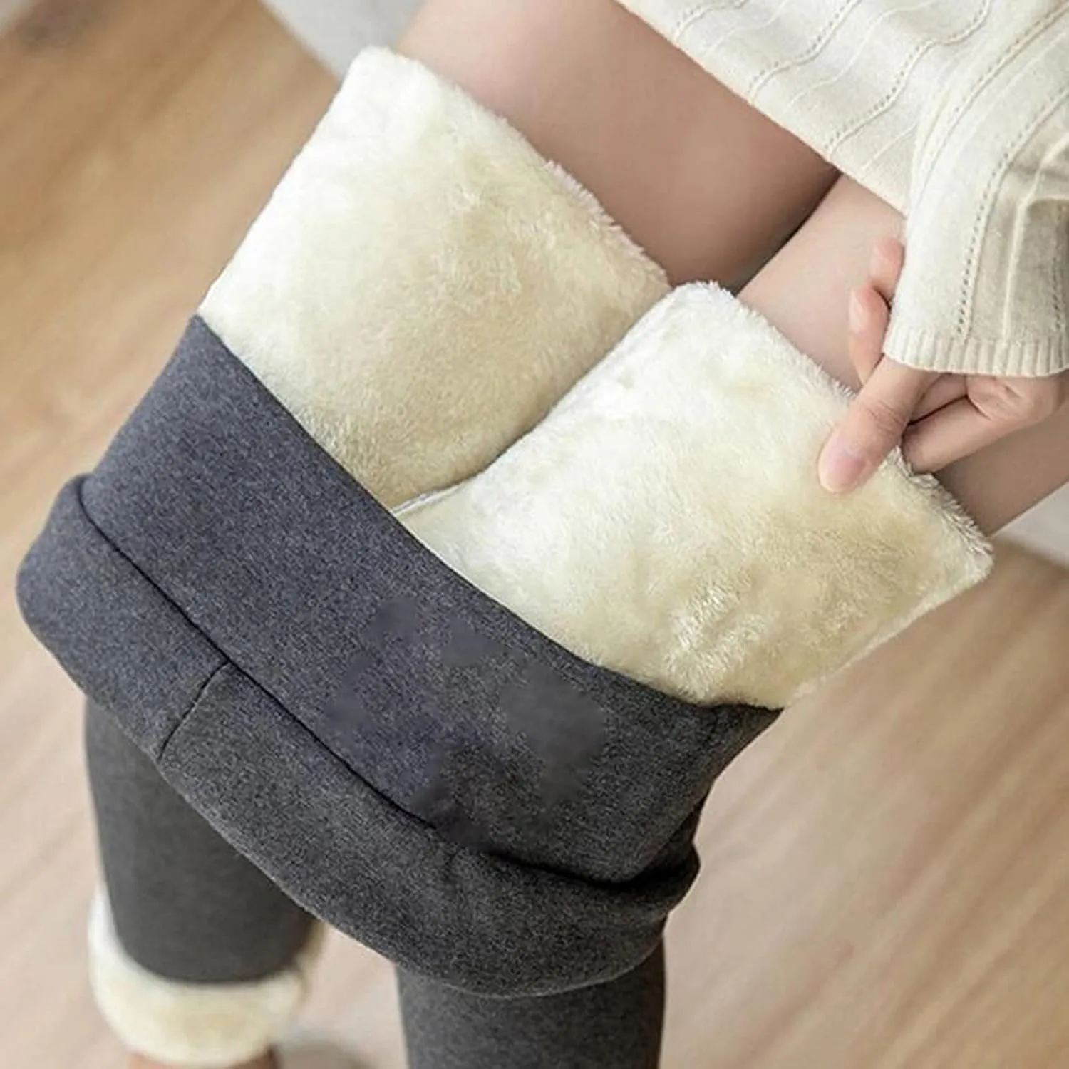 ZEFOTIM Fleece Lined Leggings for Women 2024 Outdoor Thermals Tights Soild High Waist Casual Pants