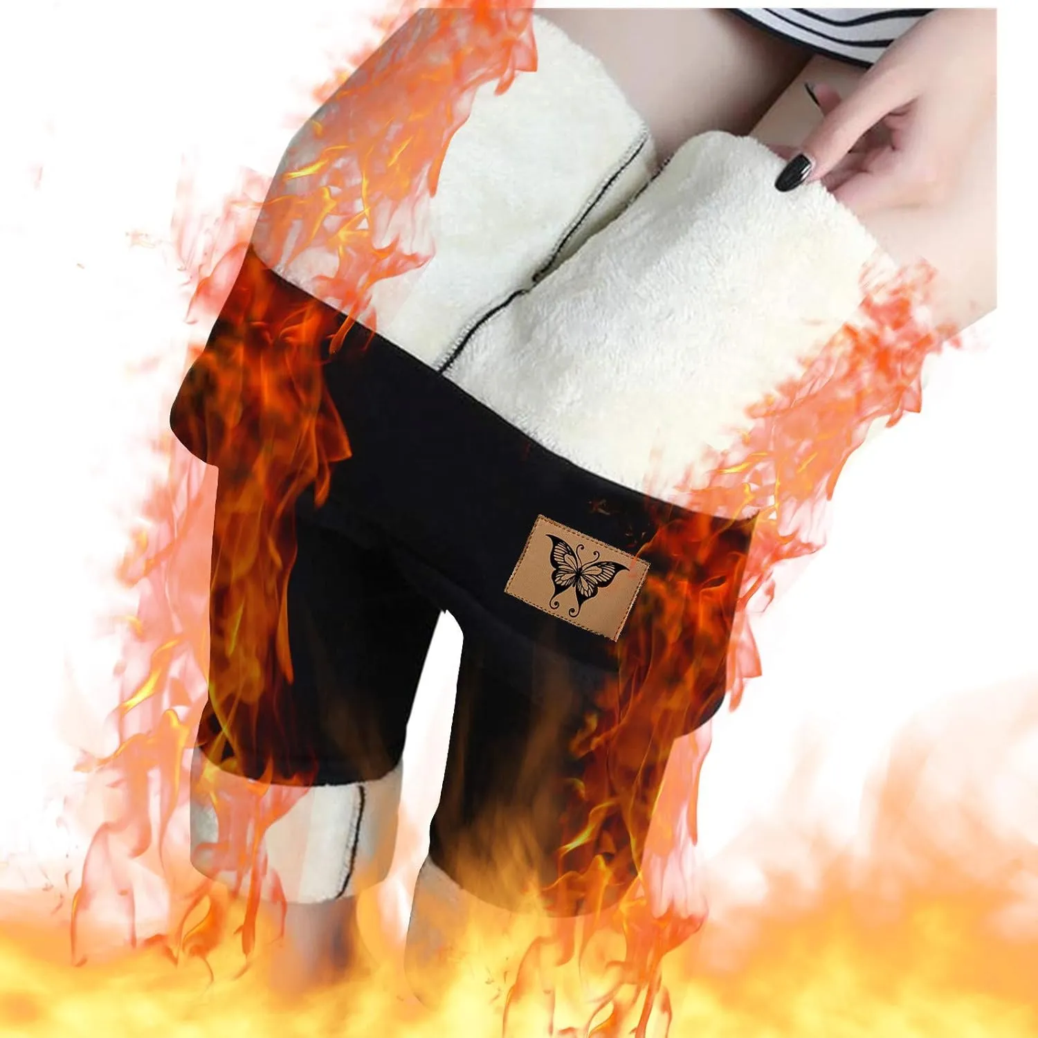 ZEFOTIM Thermal Leggings for Women Thermals Outdoor Thick Pants Thermal Soild High Waist Winter Tights