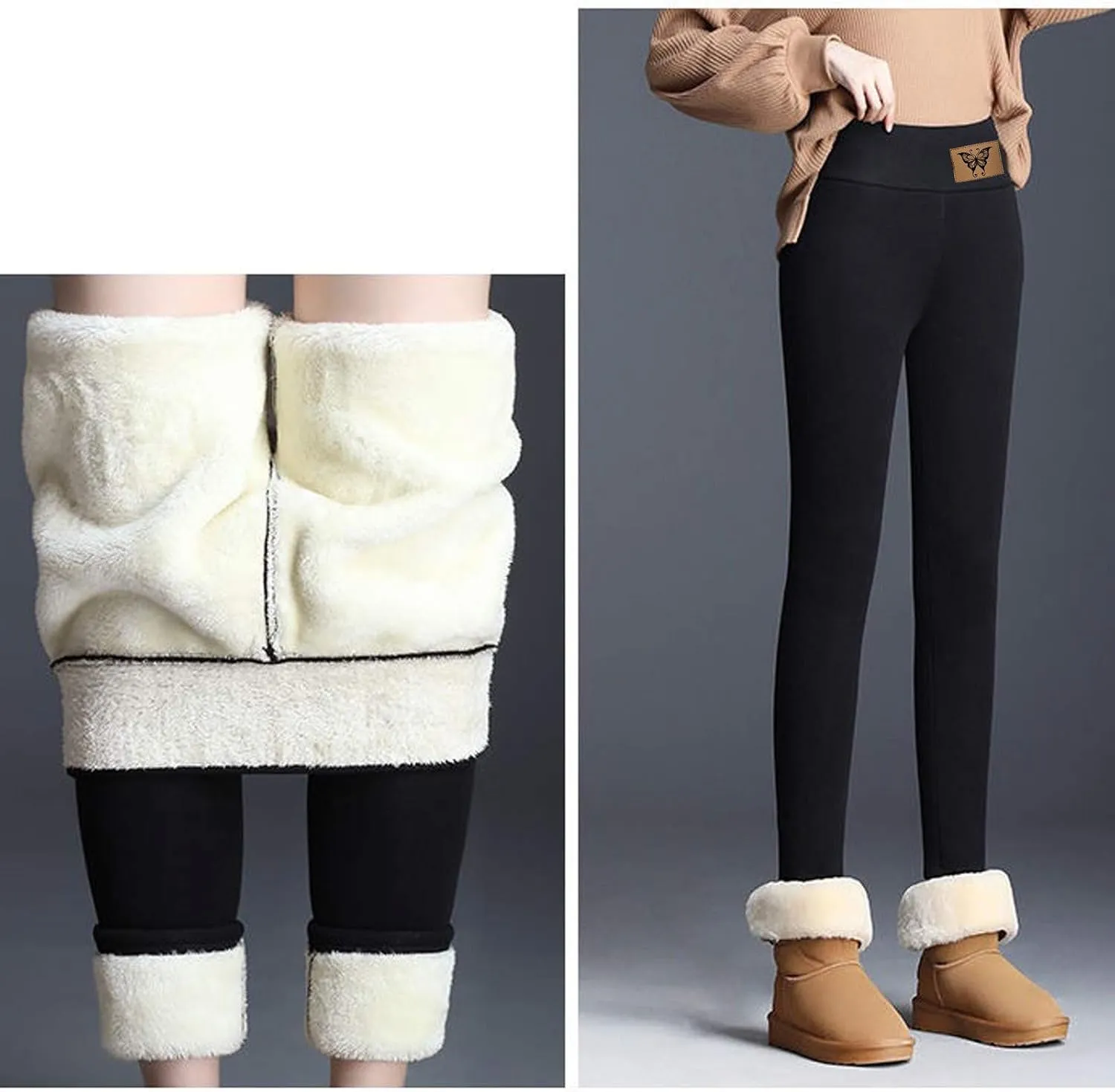 ZEFOTIM Thermal Leggings for Women Thermals Outdoor Thick Pants Thermal Soild High Waist Winter Tights