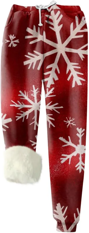 ZEFOTIM Womens Christmas Pants Thermal Pants Women Warm Lounge Drawstring Pant with Pockets