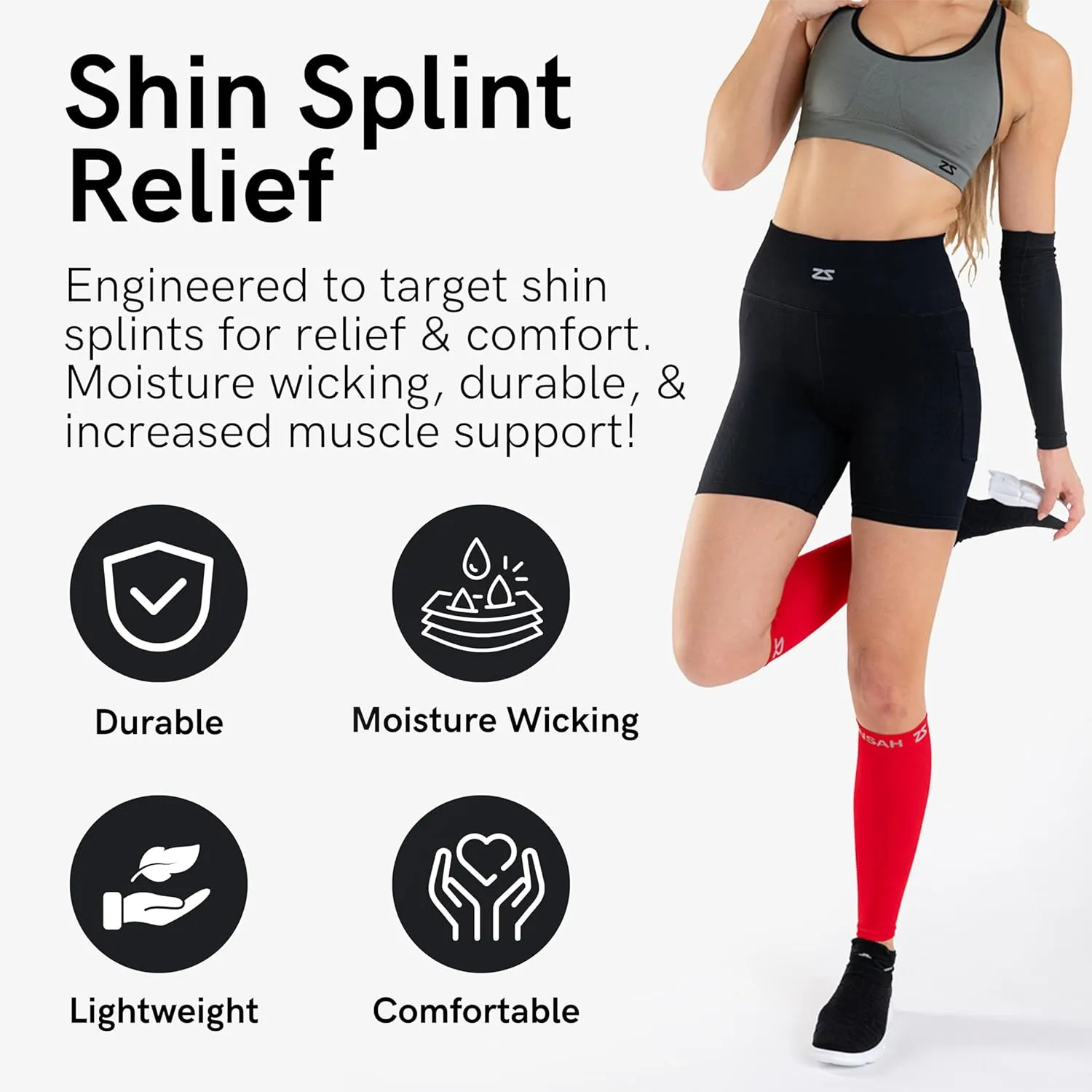 Zensah Running Leg Compression Sleeves - Shin Splint, Calf Compression Sleeve Men and Women