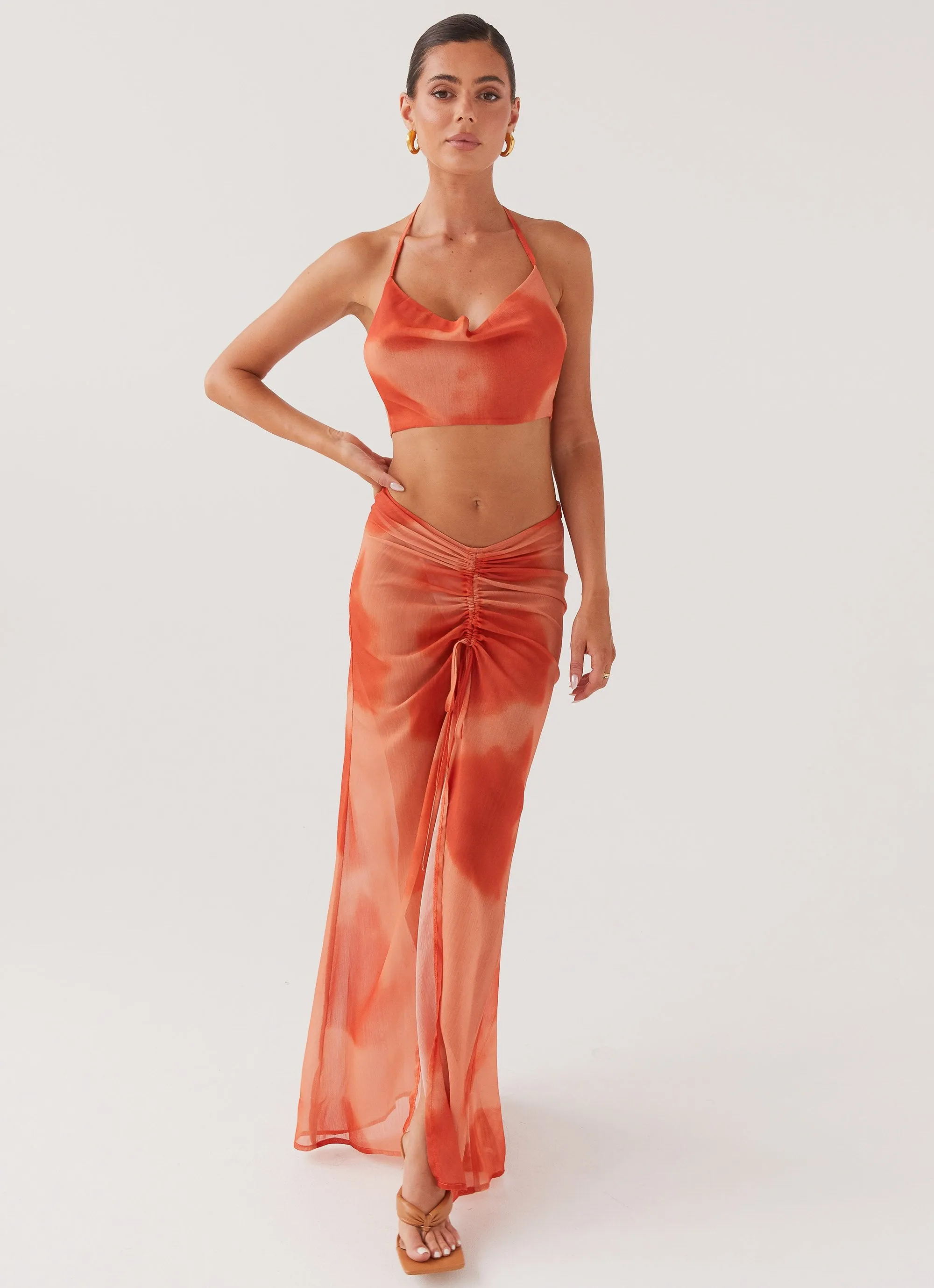 FrayResistant Fabric Zenta Cowl Neck Top - Copper