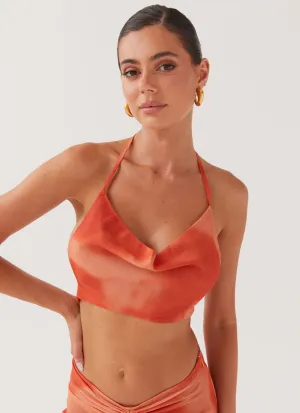 Zenta Cowl Neck Top - Copper Water Repellent Finish