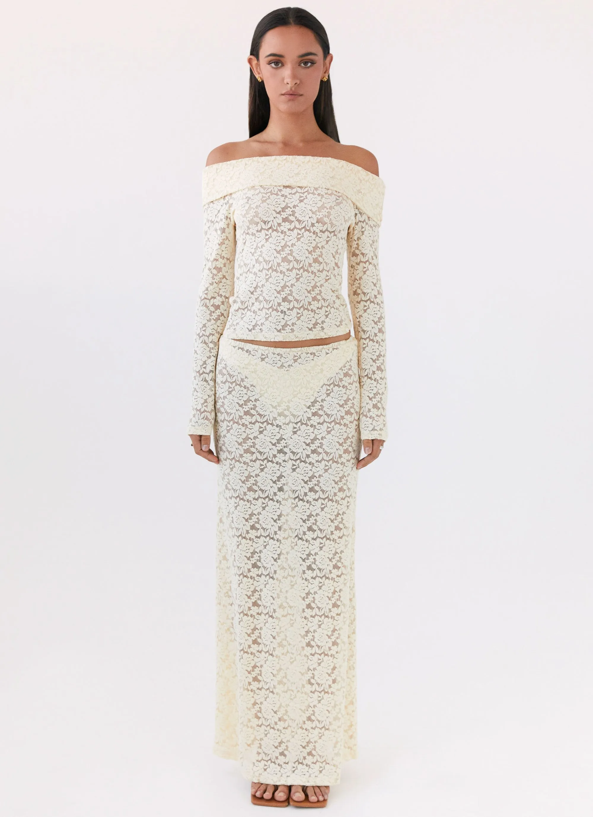 Zephyra Lace Long Sleeve Top - Natural Cool Fabric QuickRelease