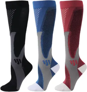 ZFiSt 3 Pair Sport Compression Socks Men Women, Compression Stocking Nurse Socks for Edema Travel