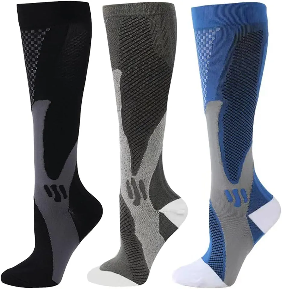 ZFiSt 3 Pair Sport Compression Socks Men Women, Compression Stocking Nurse Socks for Edema Travel