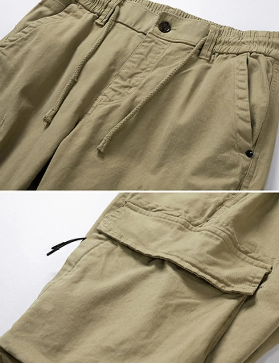 ZGZZ7 Men's Cargo Elastic Waist Sweatpants Loose Zip Fly Outdoor Pants with Multi-Pockets