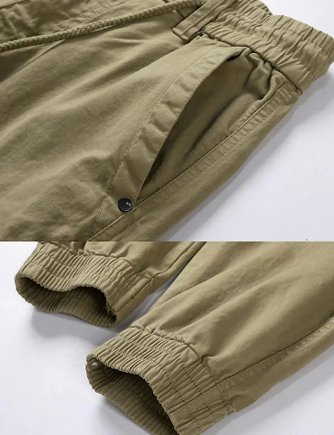 ZGZZ7 Men's Cargo Elastic Waist Sweatpants Loose Zip Fly Outdoor Pants with Multi-Pockets