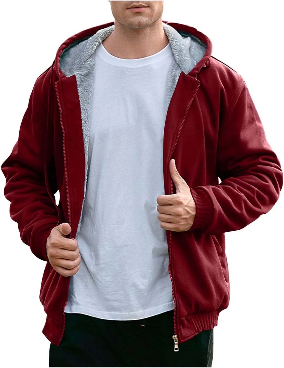 Zip Up Hoodies for Men,Long Sleeve Solid Splicing Oversized Sweatshirts,Fall Heavyweight Hoodies Casual Jacket Baggy Shirts