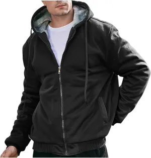 Zip Up Hoodies for Men,Long Sleeve Solid Splicing Oversized Sweatshirts,Fall Heavyweight Hoodies Casual Jacket Baggy Shirts