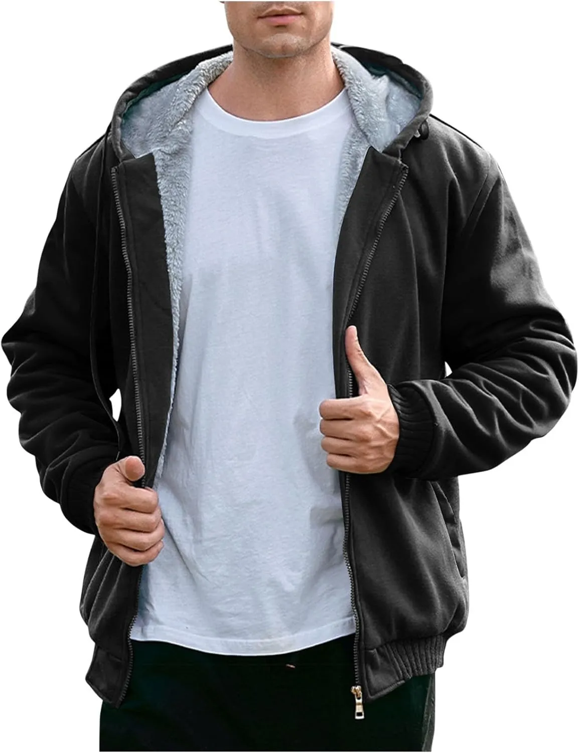 Zip Up Hoodies for Men,Long Sleeve Solid Splicing Oversized Sweatshirts,Fall Heavyweight Hoodies Casual Jacket Baggy Shirts