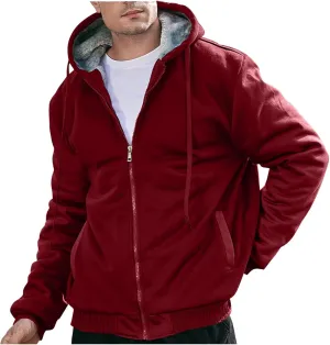 Zip Up Hoodies for Men,Long Sleeve Solid Splicing Oversized Sweatshirts,Fall Heavyweight Hoodies Casual Jacket Baggy Shirts