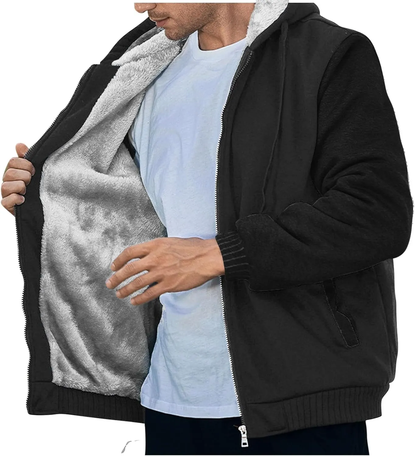 Zip Up Hoodies for Men,Long Sleeve Solid Splicing Oversized Sweatshirts,Fall Heavyweight Hoodies Casual Jacket Baggy Shirts
