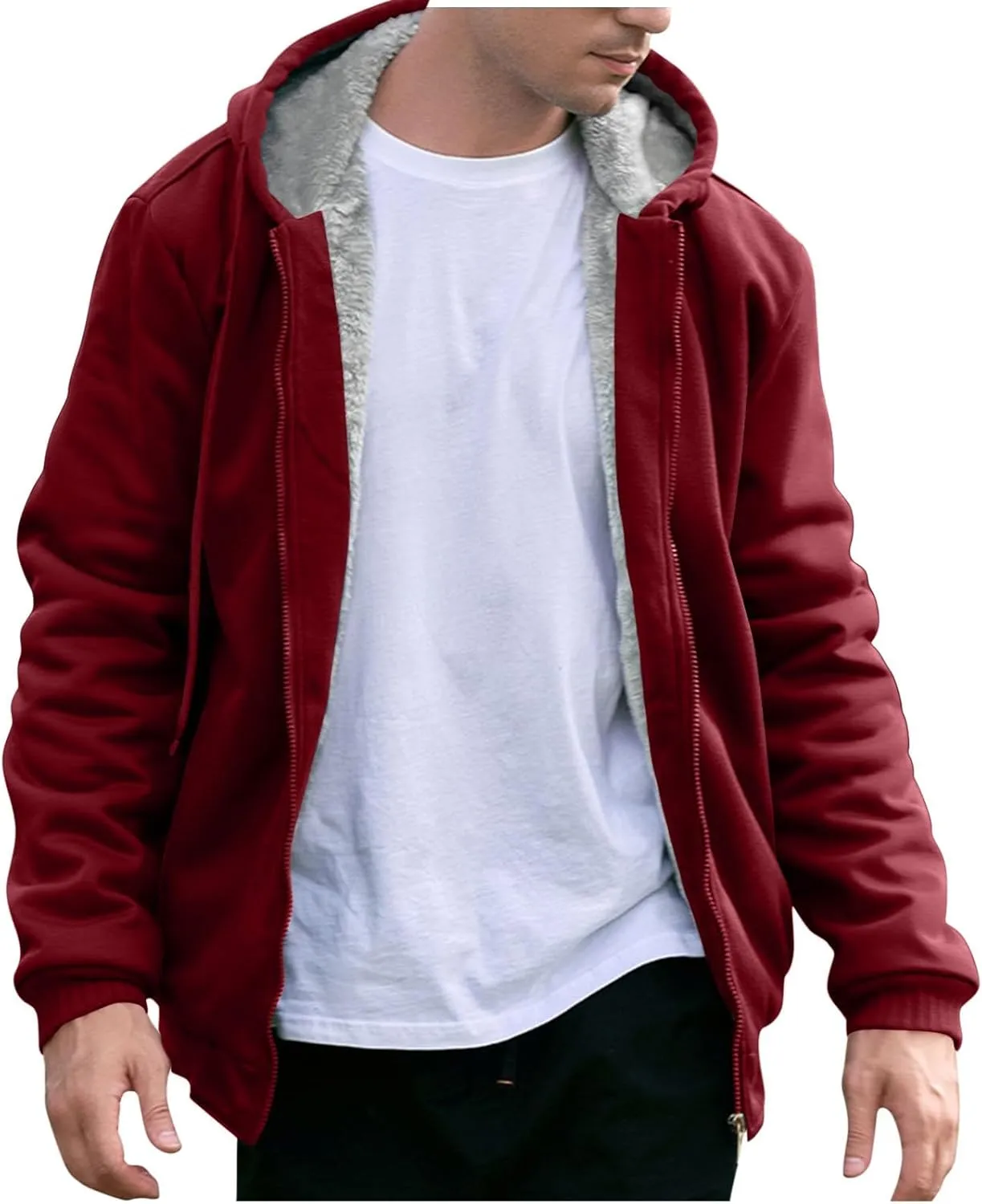 Zip Up Hoodies for Men,Long Sleeve Solid Splicing Oversized Sweatshirts,Fall Heavyweight Hoodies Casual Jacket Baggy Shirts
