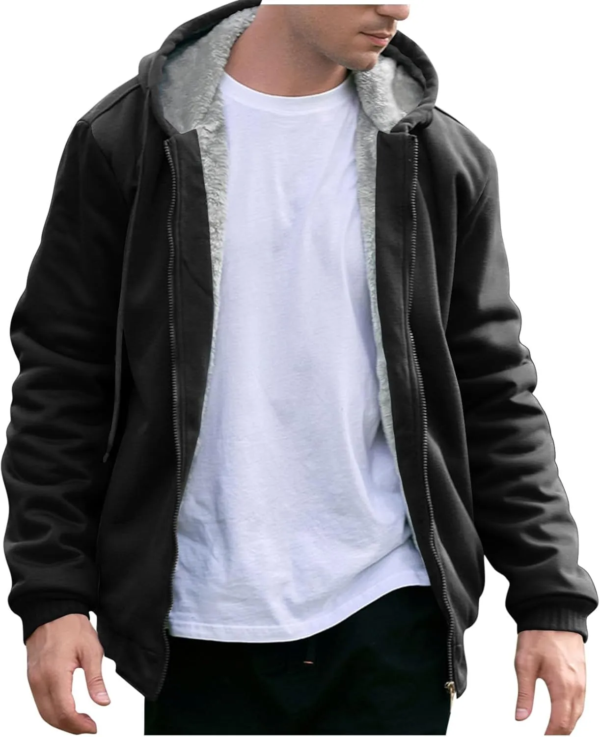 Zip Up Hoodies for Men,Long Sleeve Solid Splicing Oversized Sweatshirts,Fall Heavyweight Hoodies Casual Jacket Baggy Shirts