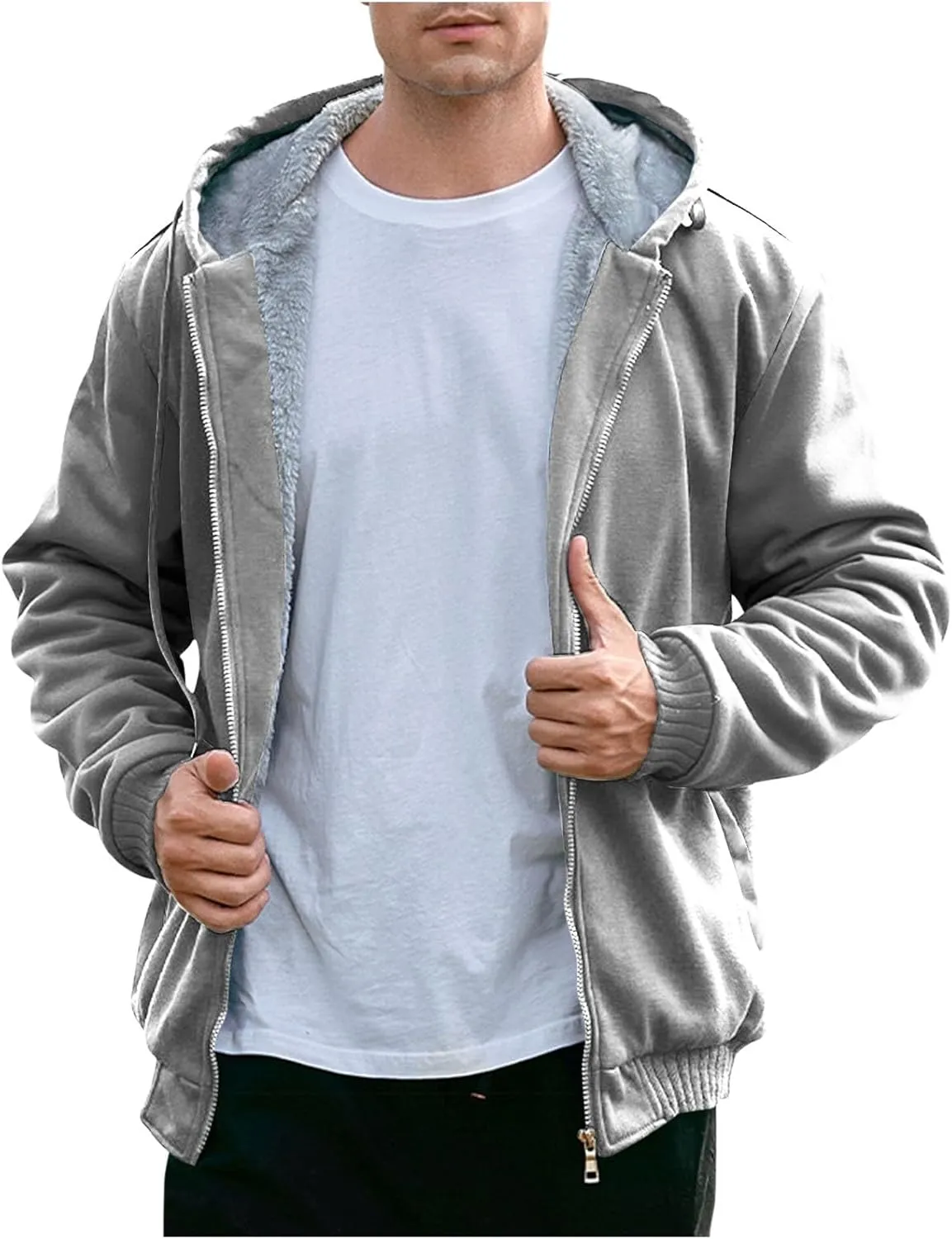 Zip Up Hoodies for Men,Long Sleeve Solid Splicing Oversized Sweatshirts,Fall Heavyweight Hoodies Casual Jacket Baggy Shirts