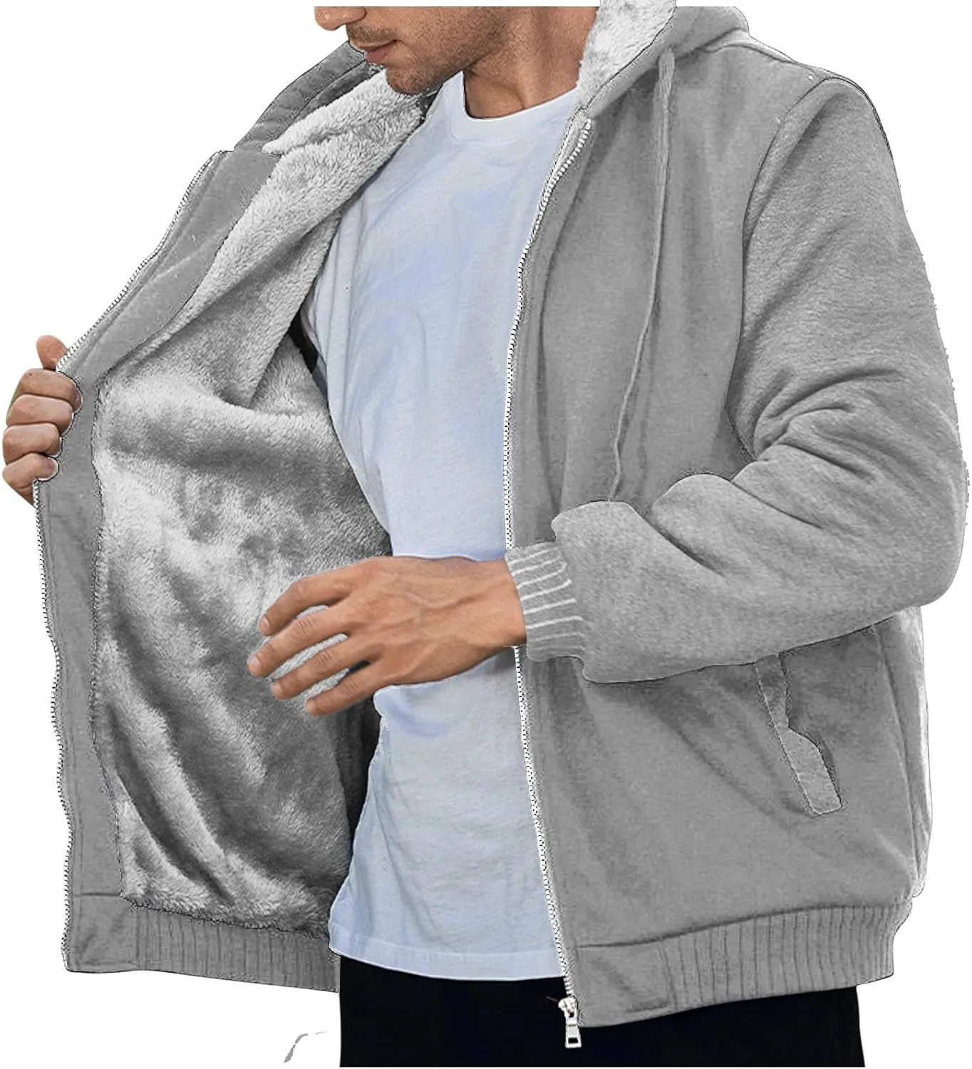 Zip Up Hoodies for Men,Long Sleeve Solid Splicing Oversized Sweatshirts,Fall Heavyweight Hoodies Casual Jacket Baggy Shirts