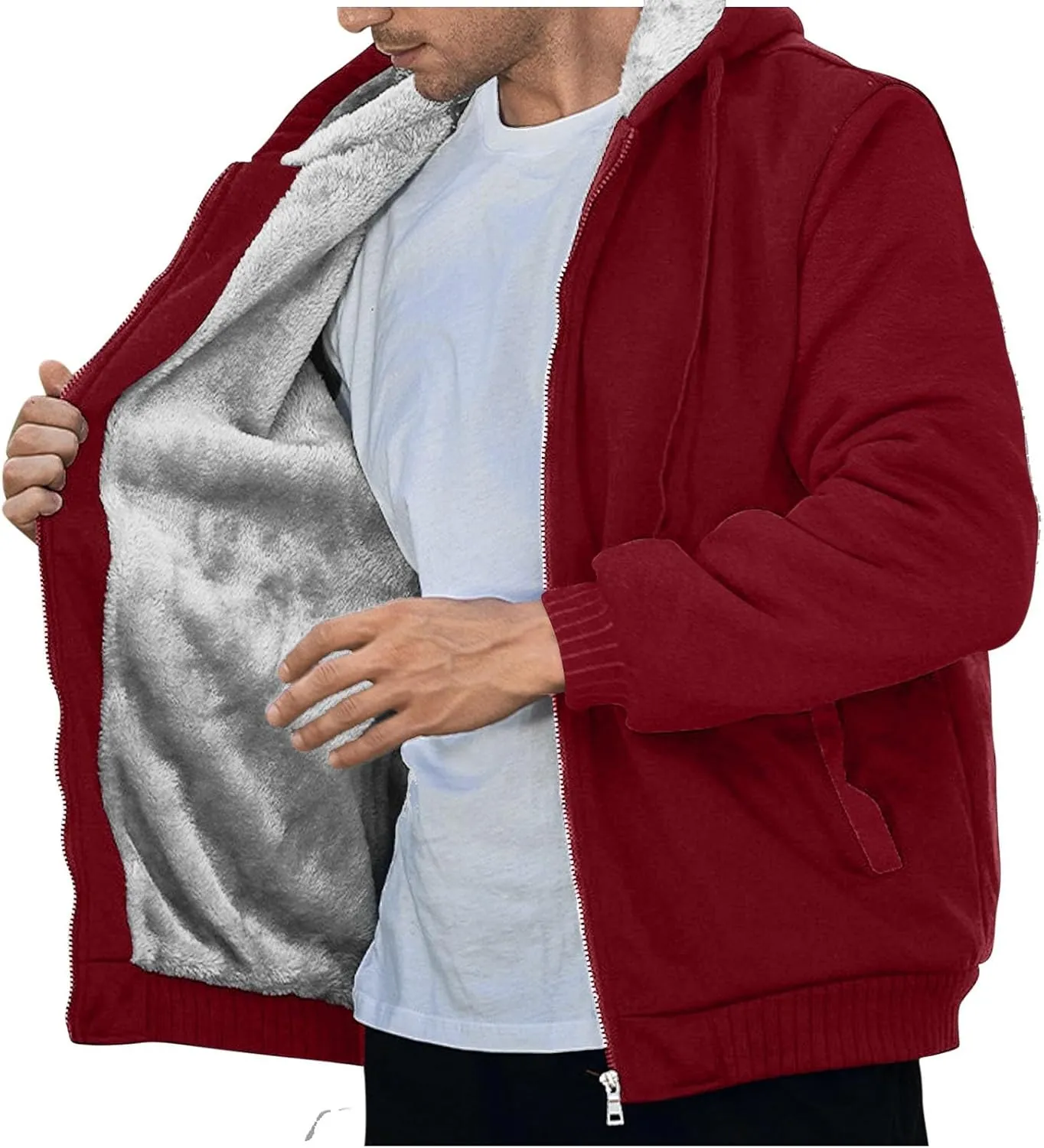 Zip Up Hoodies for Men,Long Sleeve Solid Splicing Oversized Sweatshirts,Fall Heavyweight Hoodies Casual Jacket Baggy Shirts