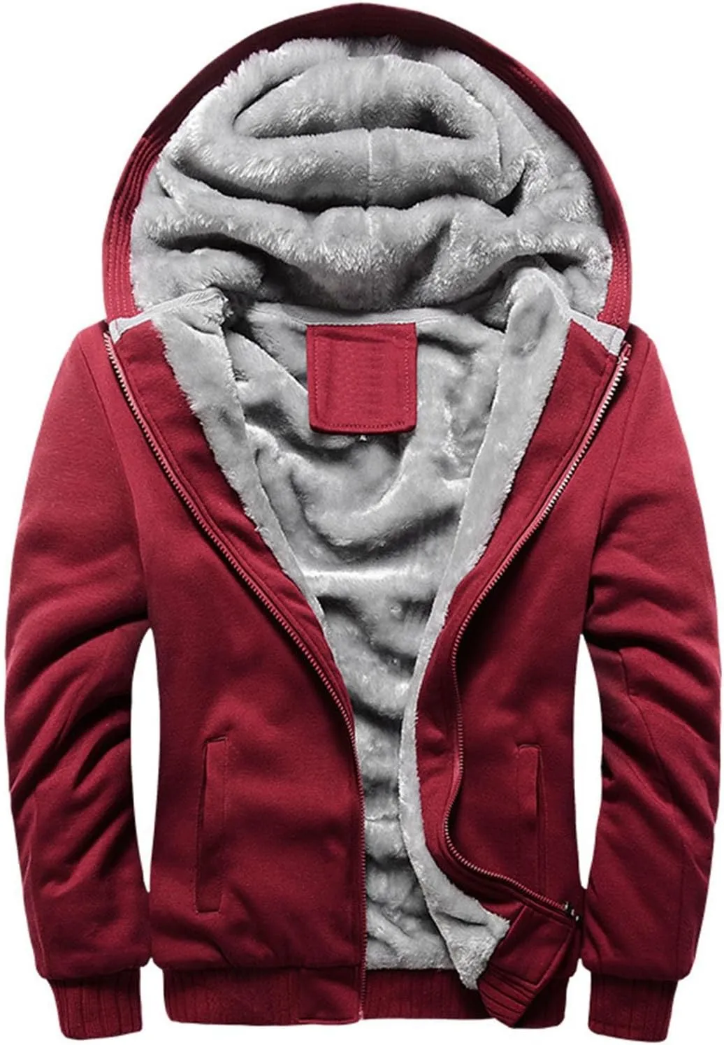 Zip Up Hoodies for Men,Long Sleeve Solid Splicing Oversized Sweatshirts,Fall Heavyweight Hoodies Casual Jacket Baggy Shirts