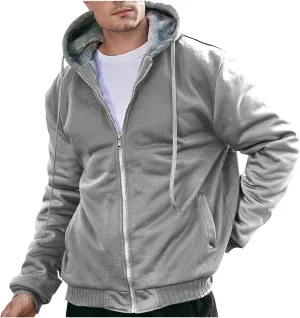 Zip Up Hoodies for Men,Long Sleeve Solid Splicing Oversized Sweatshirts,Fall Heavyweight Hoodies Casual Jacket Baggy Shirts