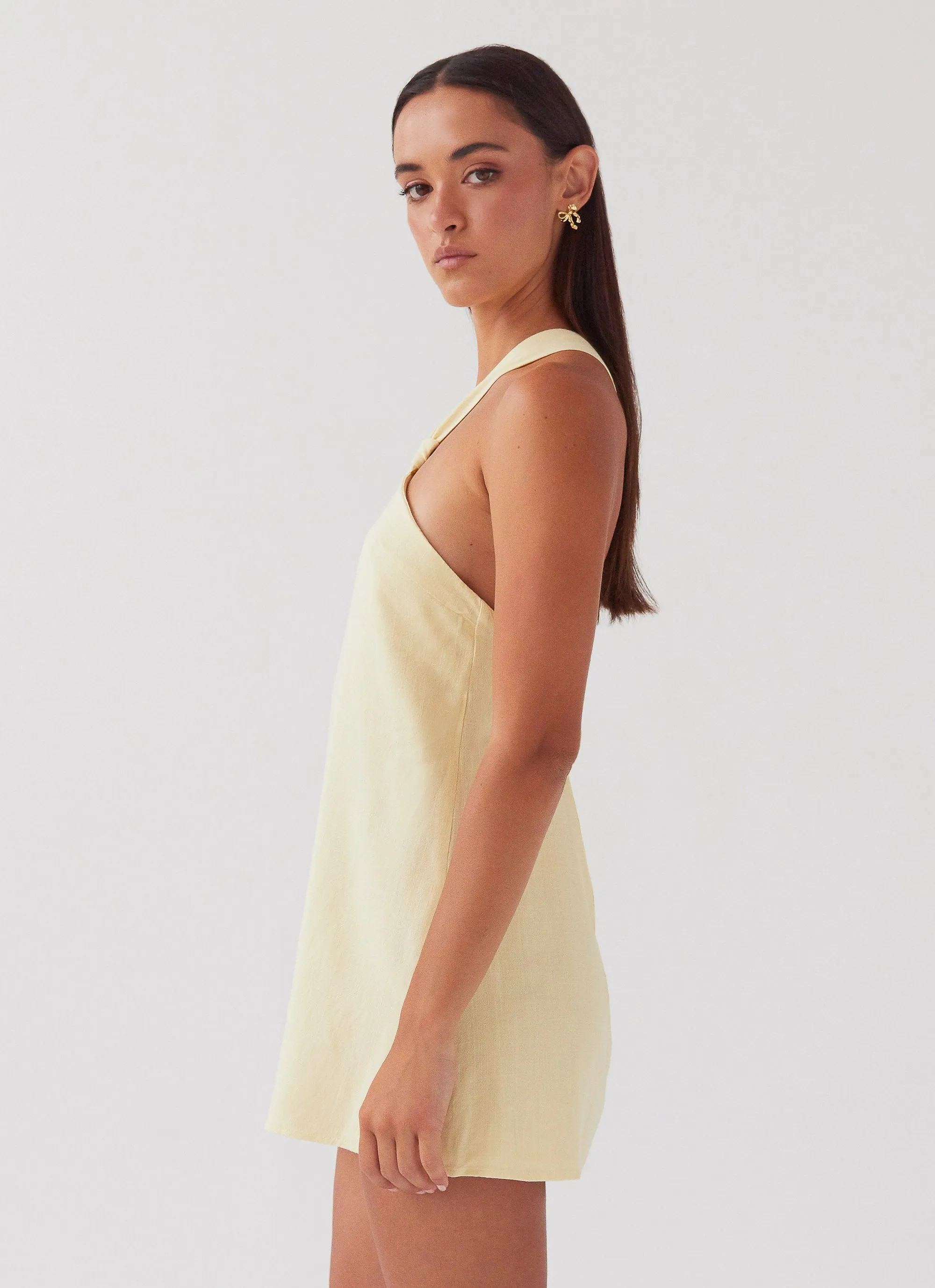 Luxurious Feel Keira Linen Mini Dress - Lemon