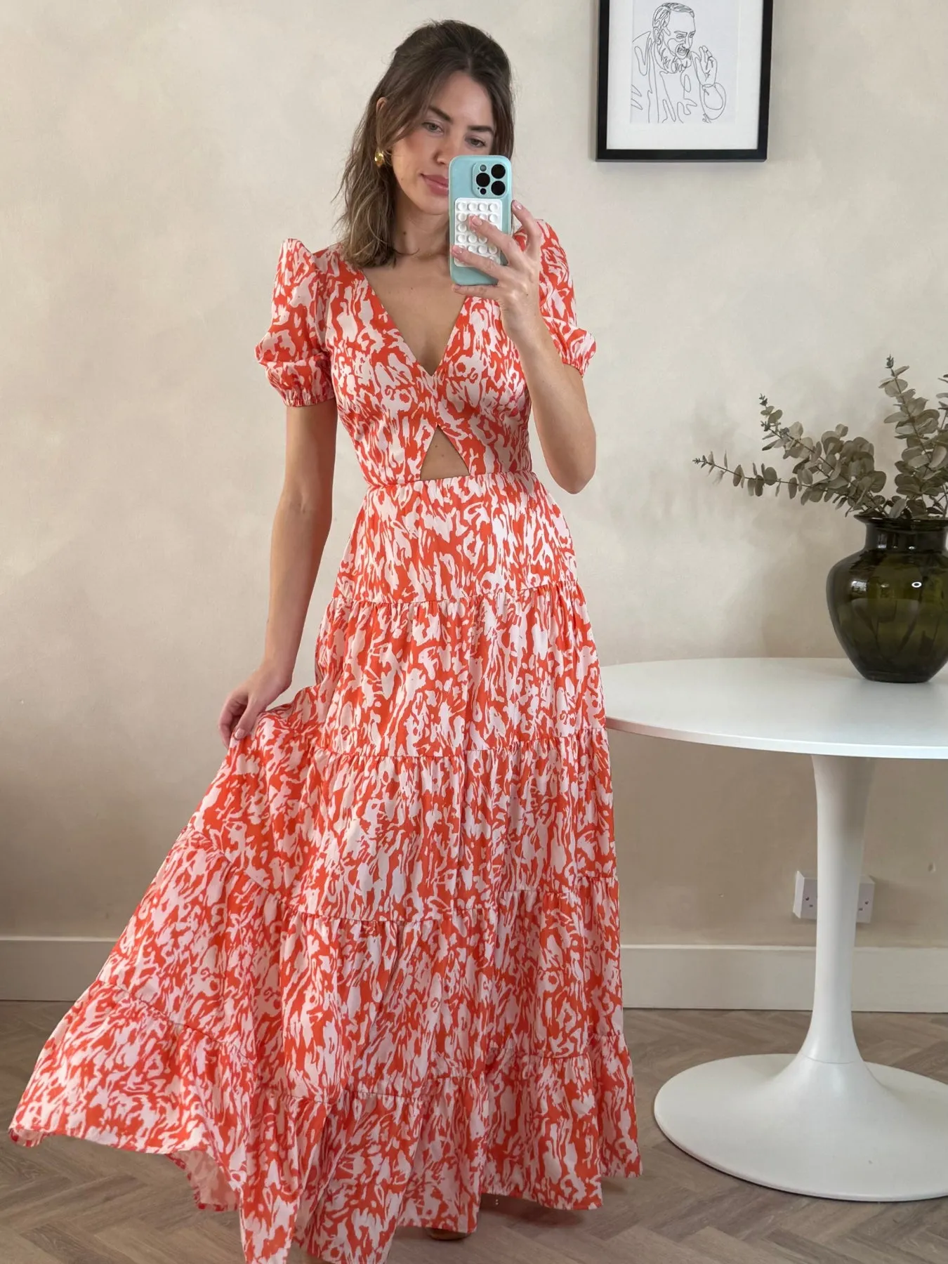 Subtle Fit Seasonal Comfort Zoe Tiered Cutout Maxi Dress / Orange