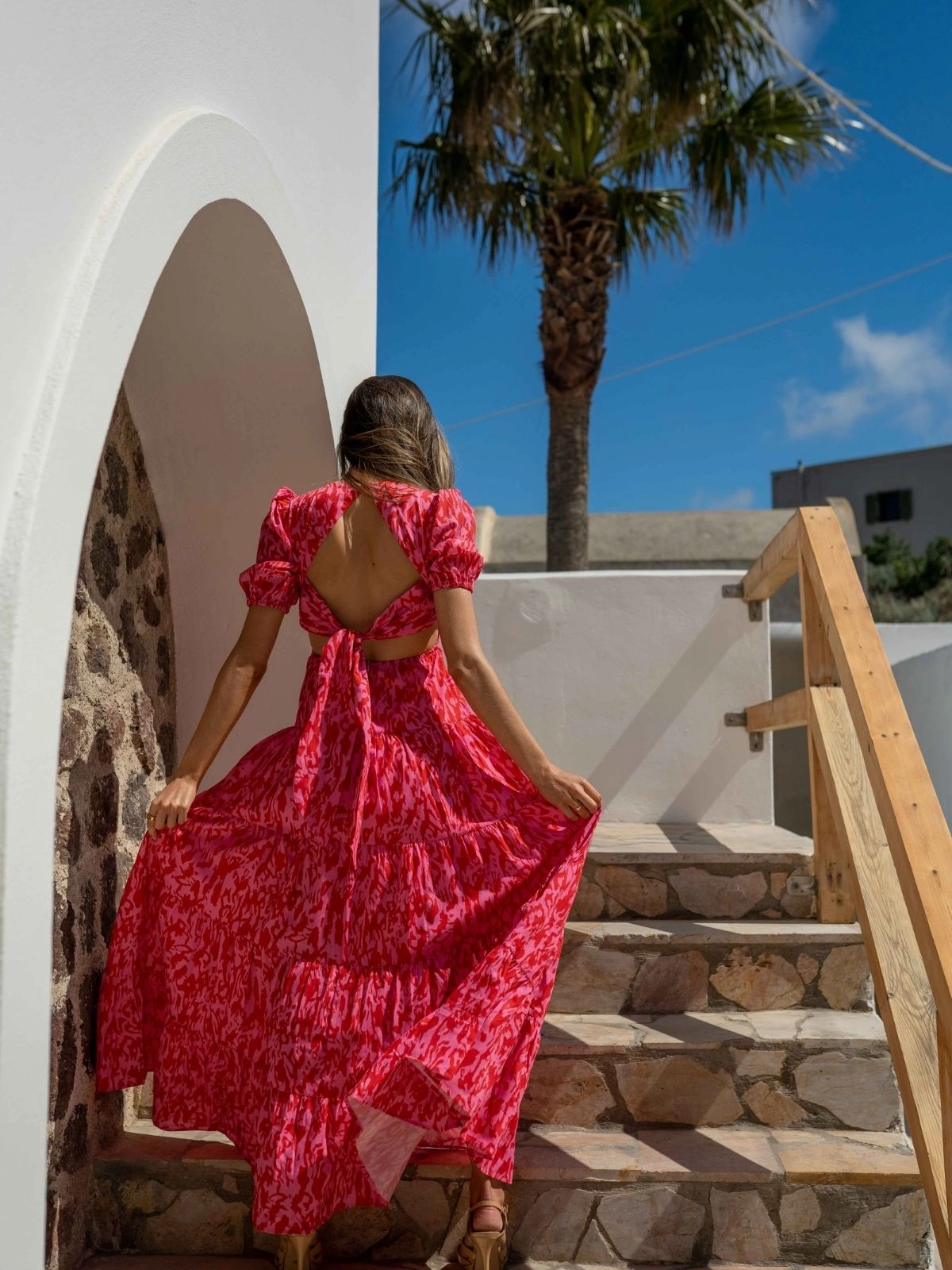 Zoe Tiered Cutout Maxi Dress / Pink Animal Office Layer