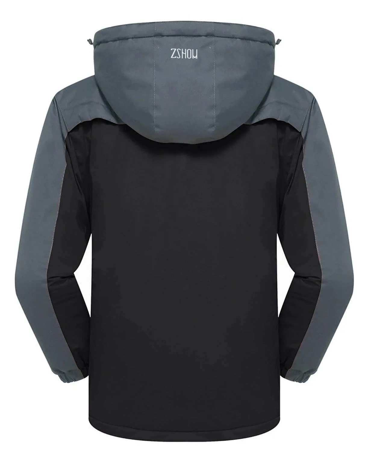 ZSHOW Men's Waterproof Windproof Fleece Ski Jacket Outdoor Insulated Snow Jacket(Black Grey,US XL)