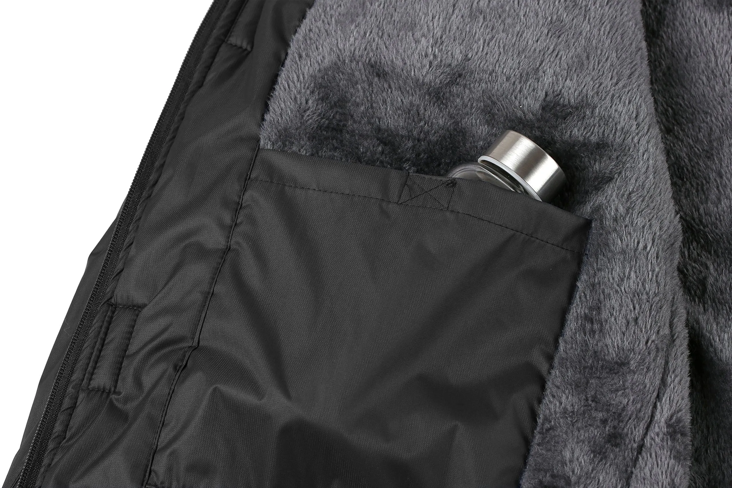 ZSHOW Men's Waterproof Windproof Fleece Ski Jacket Outdoor Insulated Snow Jacket(Black Grey,US XL)